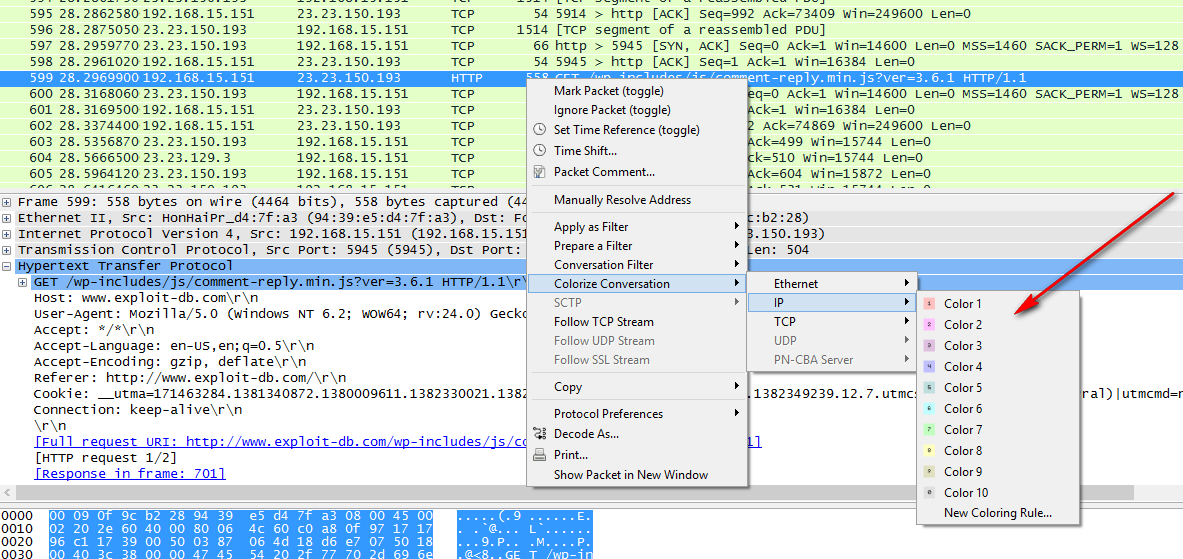 Wireshark Colorize Conversion