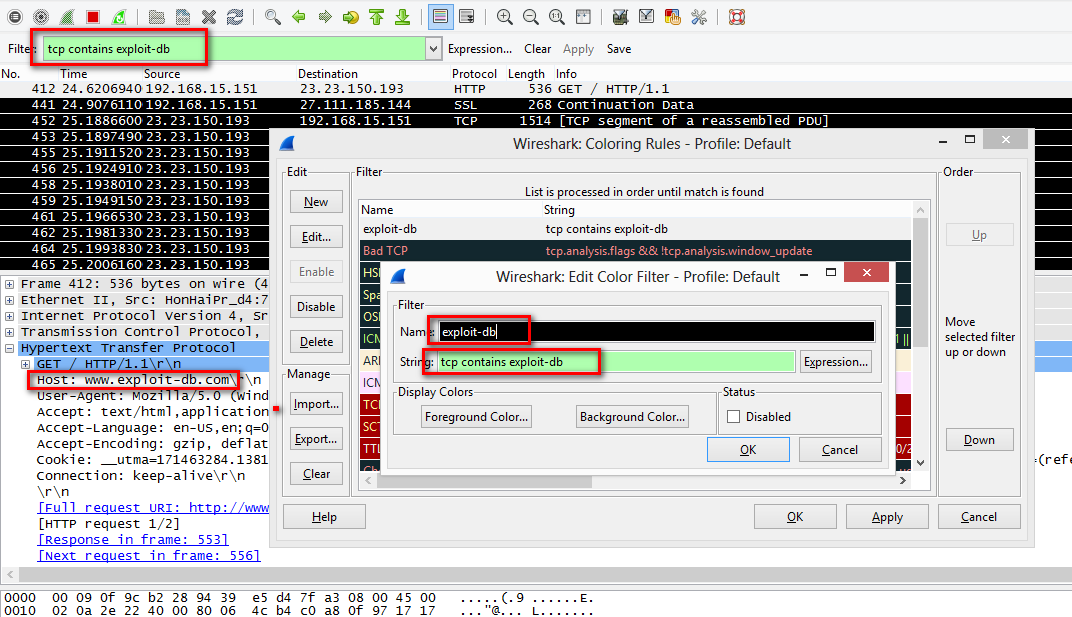 Wireshark Custom Color Rule